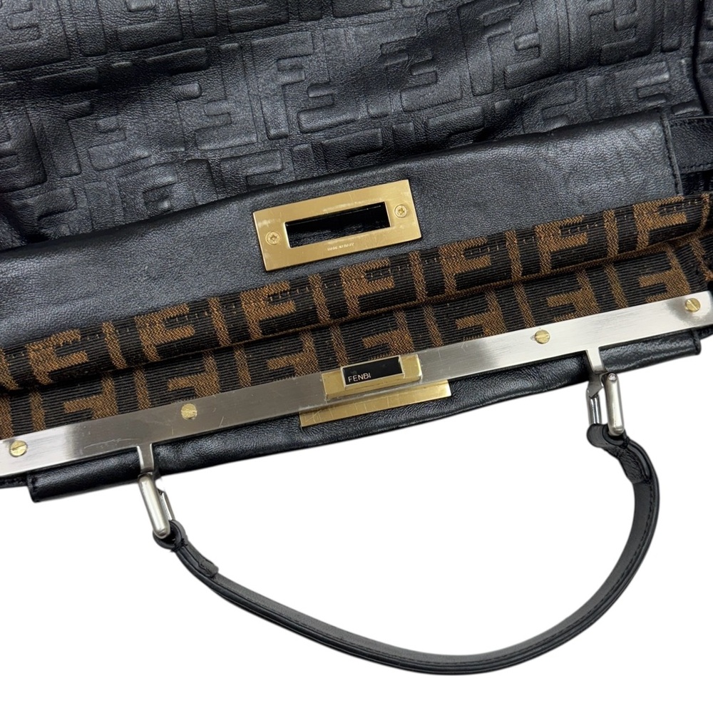 Fendi Peekaboo Large Black Satchel Tote Leather Shoulder Hand Business Handle - Picture 15 of 16